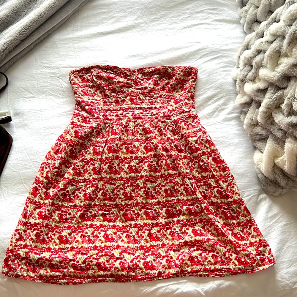 American Eagle Strapless Floral Dress